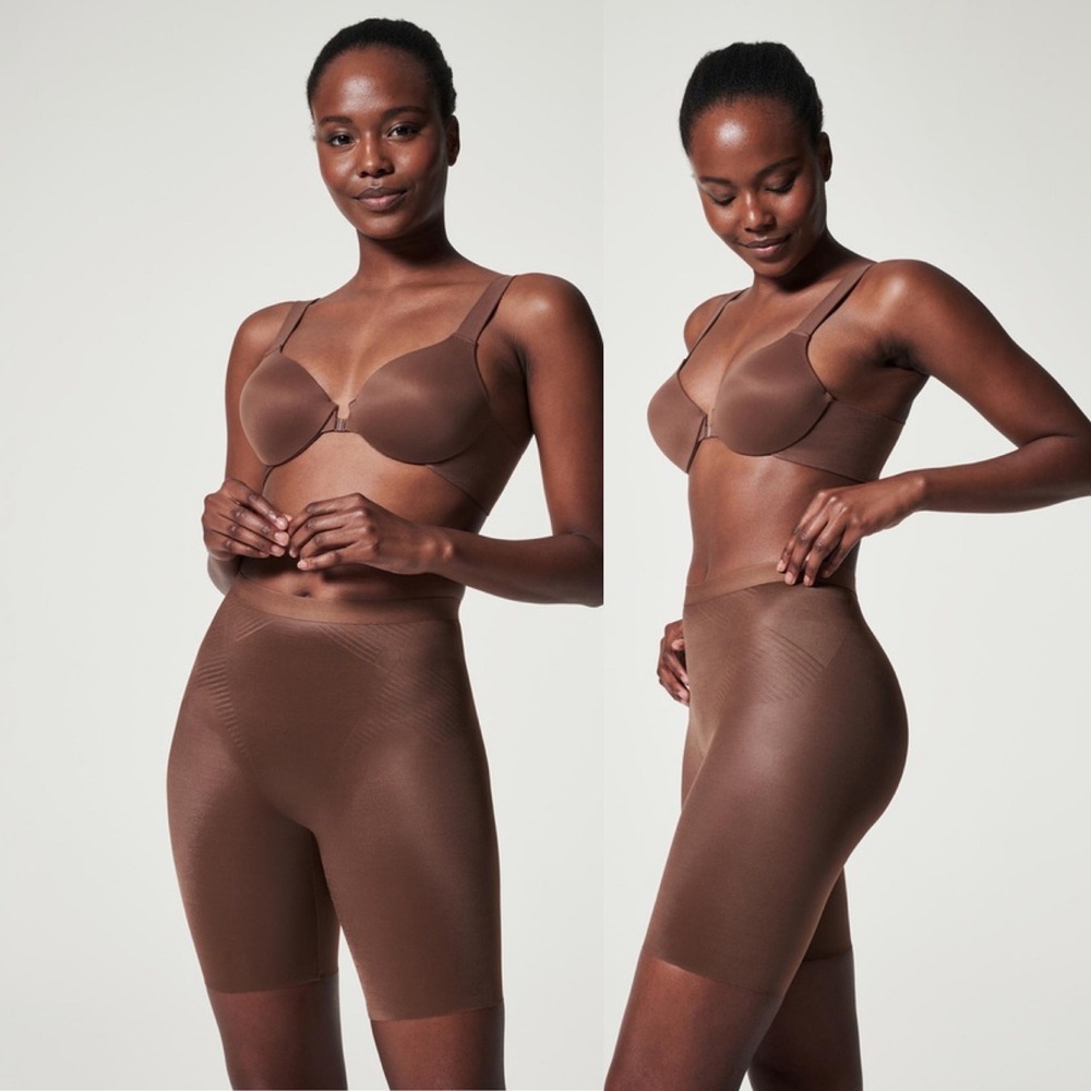 Spanx Invisible Mid-Thigh‎ Shaper Shorts Chestnut Brown Womens Size 2X Slimming